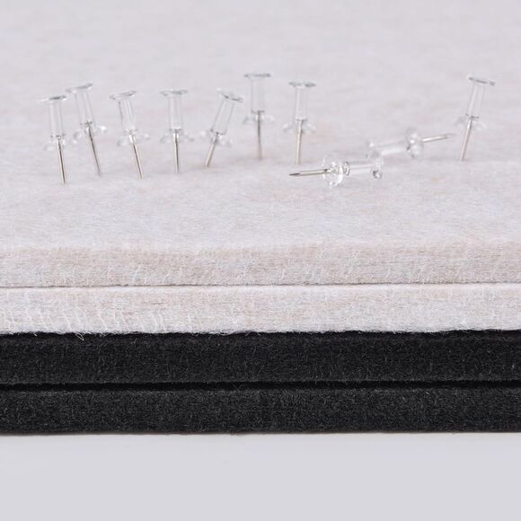 Felt Bulletin Board 35x24 Self-Adhesive Frameless w/ Push Pins Gray - Picture 6 of 8